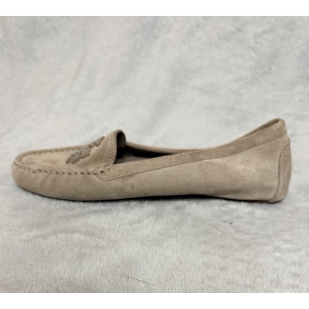 Tory Burch French Gray Taupe Suede Leather Lowell 2 Driver Loafer SZ 9 NEW - Picture 4 of 7